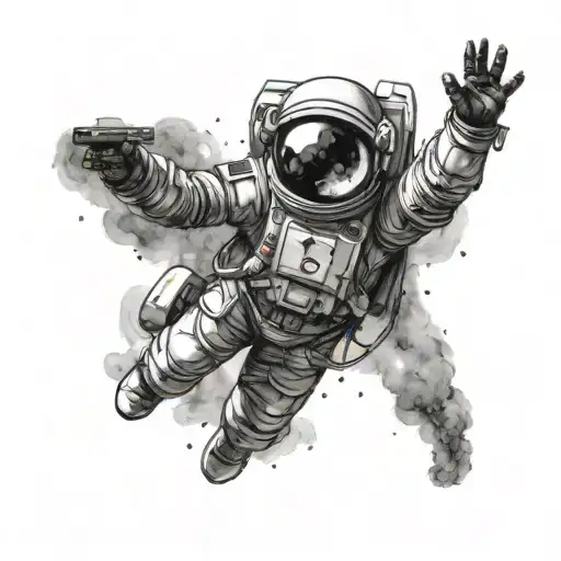 Space Man Floating Away Nebula In Visor