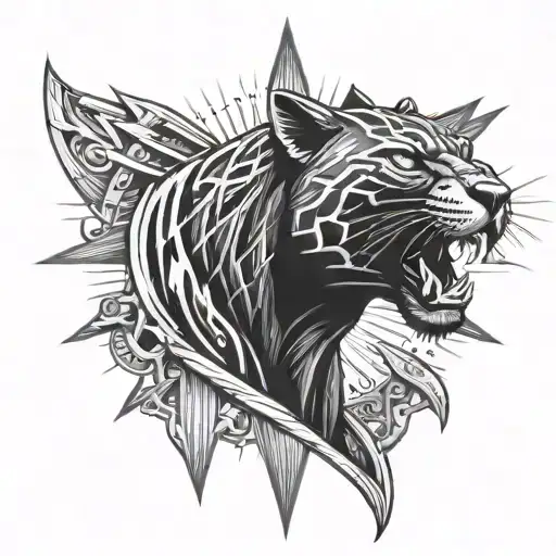 Black Panther With A Cross And Rays