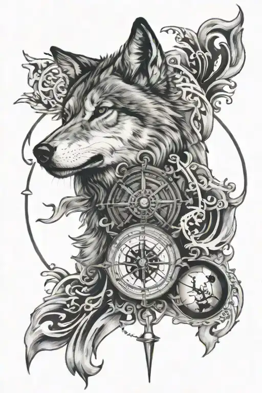 Wolf With Compass