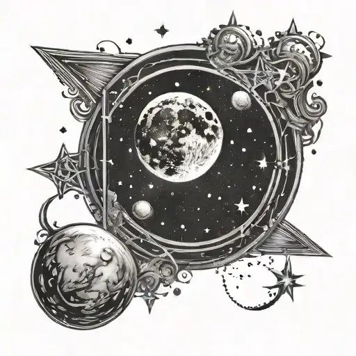 Night Sky With Moon And Gemini Constellation Formed