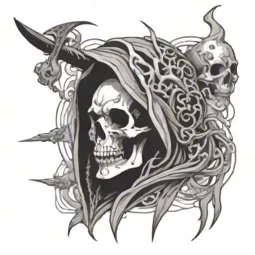 Abstract Representation Of Death Inspired By Japanese Shinigami