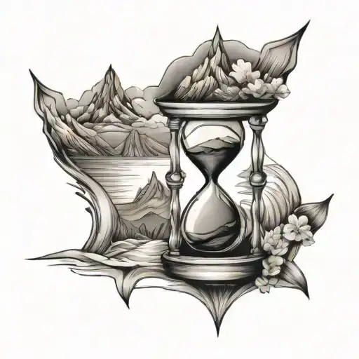Hourglass With Mountains And Ocean