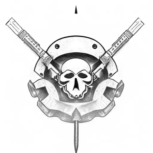 Combat Helmet Skull Roses Axes