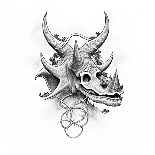 Triceratops Skull With Vines Surrounding