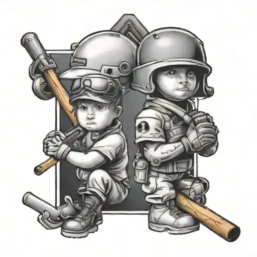 Military And Baseball Kids