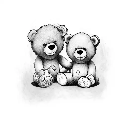 Clown And Teddy Bear Leaning On Each Other