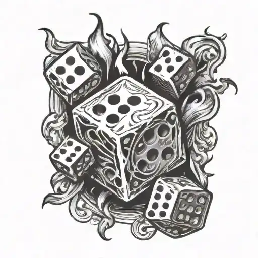 Fire Flames Surrounding A Dice