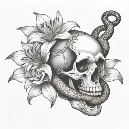 Snake Skull And Lilys