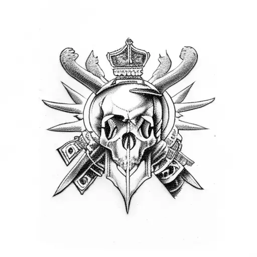 Grunge Emperor Tarot Card With Ram Skull