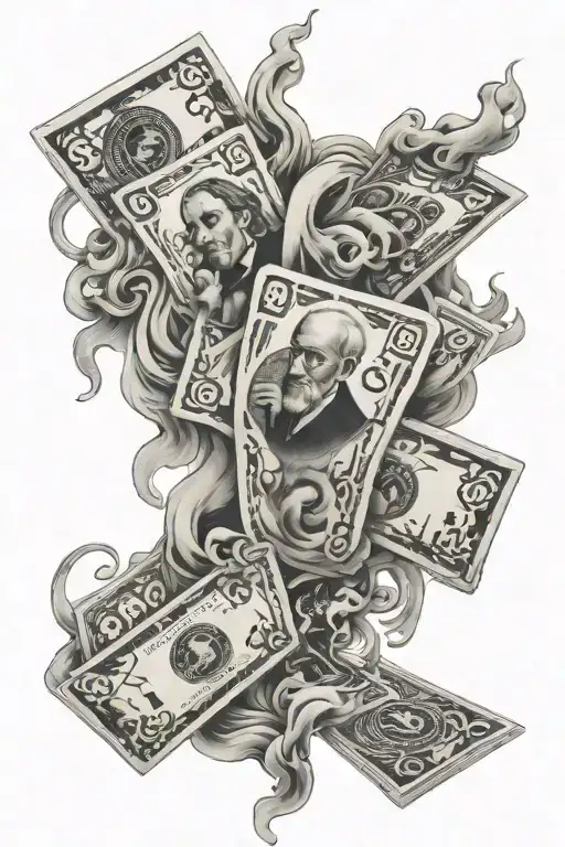 Money Signs With Smoke And Cards Forming