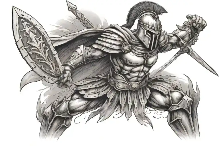Spartan Warrior Fighting Evil