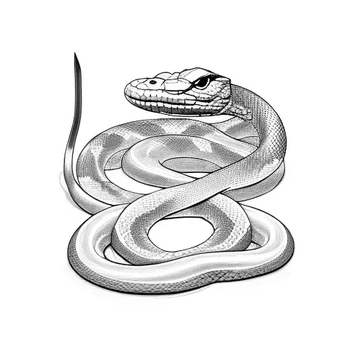 Snake Surrounding A Katana