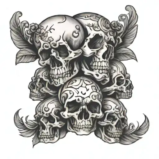 Hear No Evil See No Evil Floral Skulls