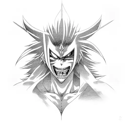 A Black-grey Tattoo Of Bleach Ichigo's Zanpakuto