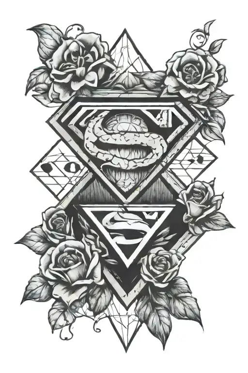 Hands In The Middle Of A Diamond Inside Superman's Diamond And The Letters S H And Myrtle Flowers