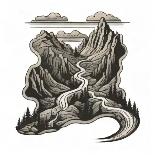 A Mountain Landscape With A Winding Trail For Hiking