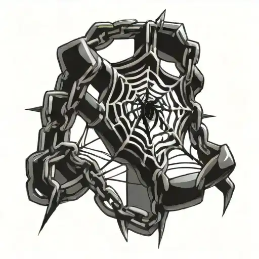 Spider Web Made Of Chain Link