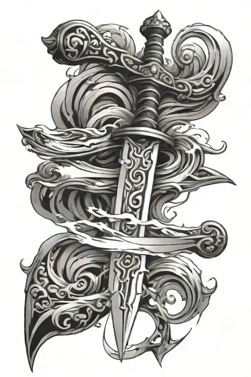 Sword And Water Flowing
