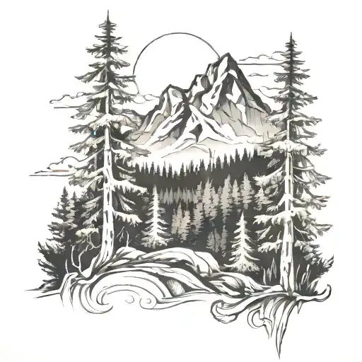 Dense Forest With Mountain In Background