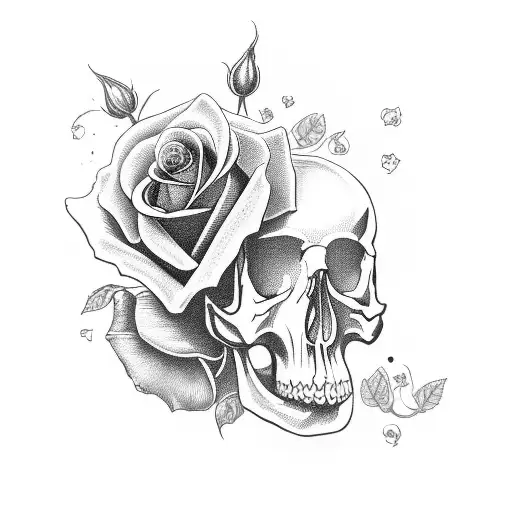 A Lyric From 'That's Amore' Wrapped Around A Rose With A Skull