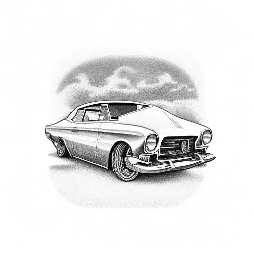 A Vintage Car Speeding Down A Soccer Field With The Name 'Dorantes' On The License Plate