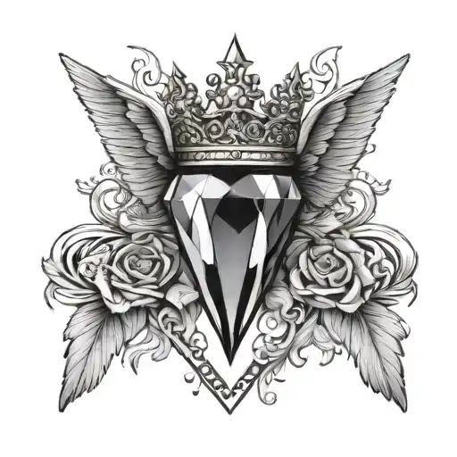 Diamond With Wings And A Crown