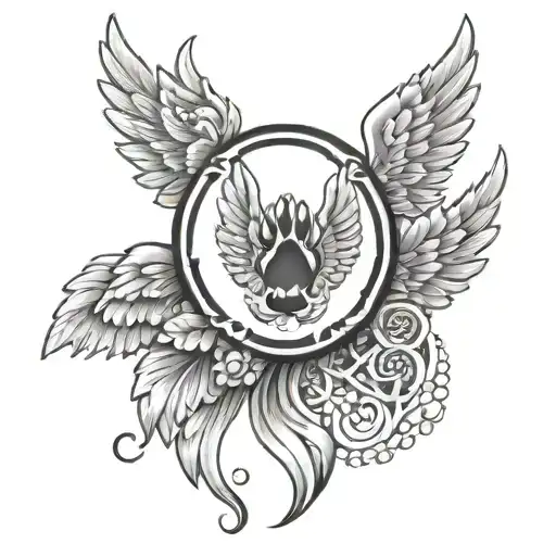 Paw Print And Angel Wings