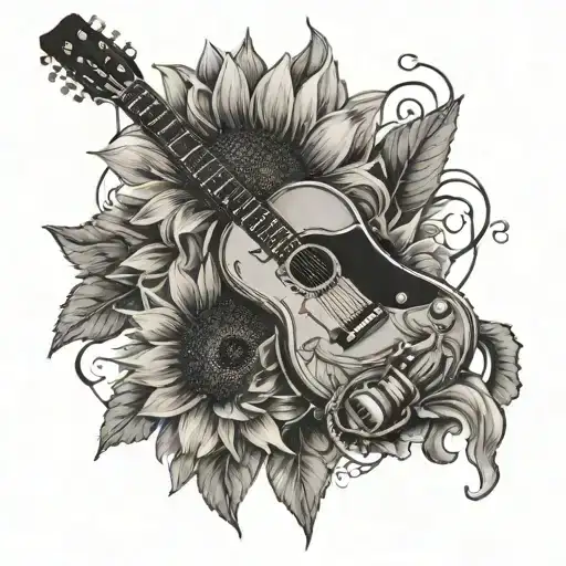 Sunflower And Electric Guitar