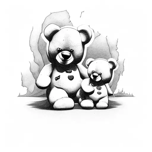 Clown And A Teddy Bear Leaning On Each Other