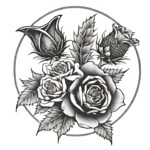 Old Celtic Design Of English Rose And Scottish Thistle