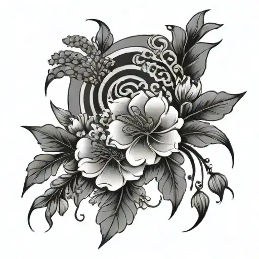 Simple Japanese Floral Sleeve Including Lavender