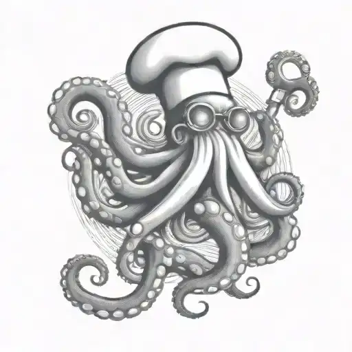 An Octopus Chef With Chef Hat And Knife