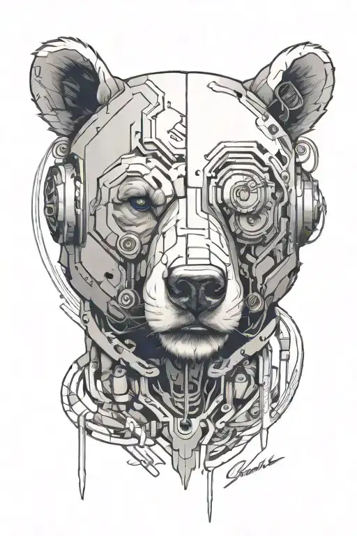 Cyborg Bear Head