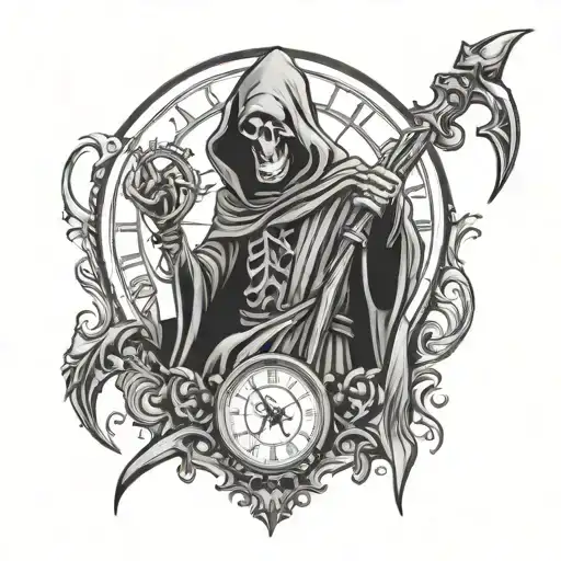 Grim Reaper Holding A Clock