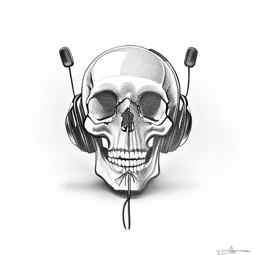 A Skull Wearing Headphones Blasting Metal Music