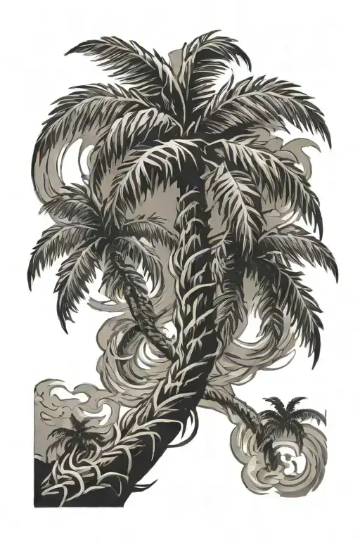 Burning Palm Tree Intertwined