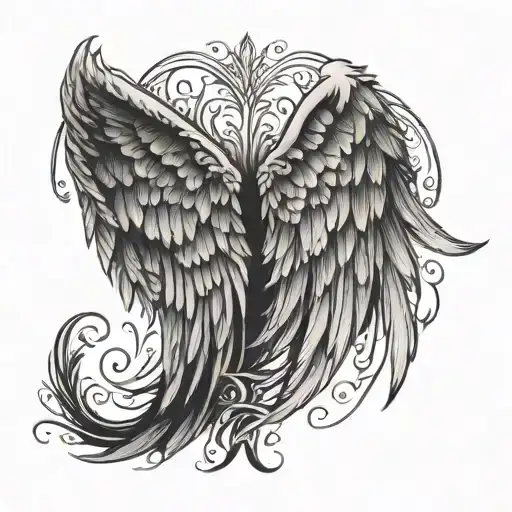 Angel Wings Pointing Down On The Back