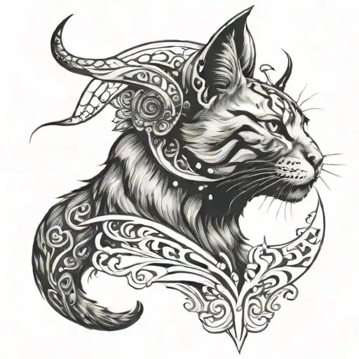 Cat With Horns And Crescent