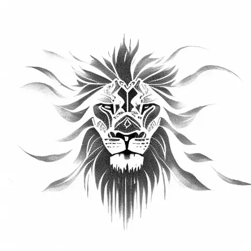 A Warrior Standing In Foreground In Background An Open Sea And A Lion Ghost In The Sky