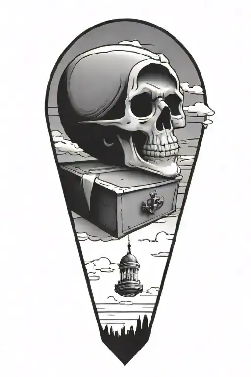 Floating Tombstone And Coffin
