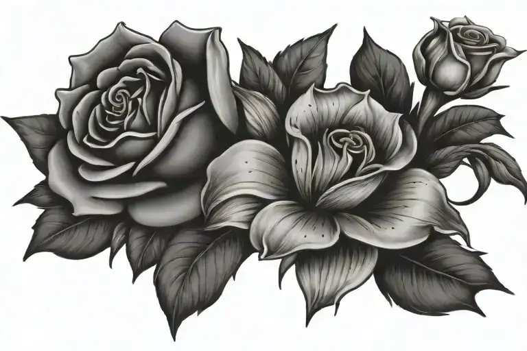 Roses And Lily Flowers