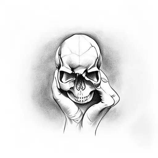 A Caregiver Holding A Skull While Sipping Coffee