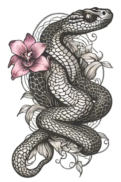 Cobra With Orchids And Spider Webs