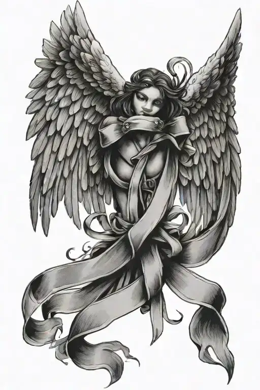 Angel Wings With Ribbon And Halo