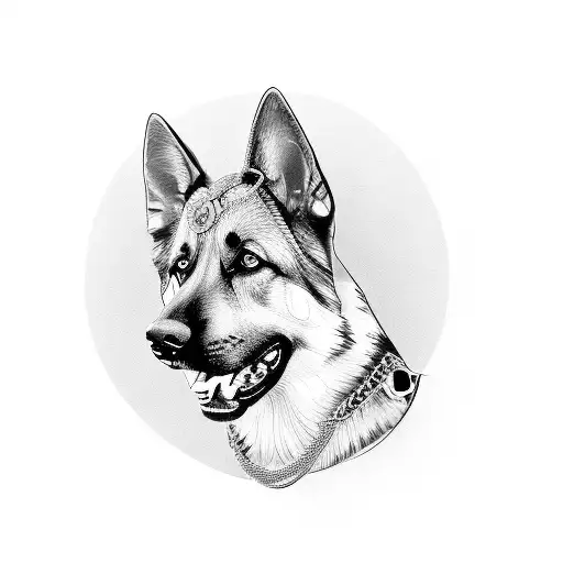 German Shepherd Wearing A Gold Chain