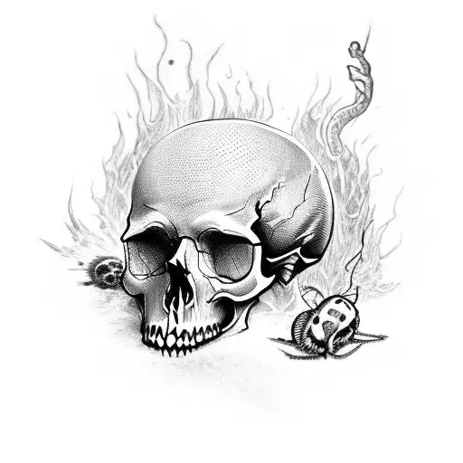Skull And Bugs And Fire