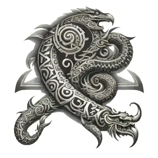 Aztec Serpent Full Arm Sleeve With Other Aztec Symbols