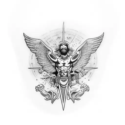 Icarus Patch Work Leg Sleeve With Hermes Tident Pieced In