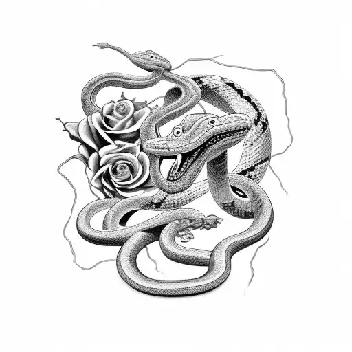 Snake Coming Out Of Roses Into Hercules Fighting The Snake