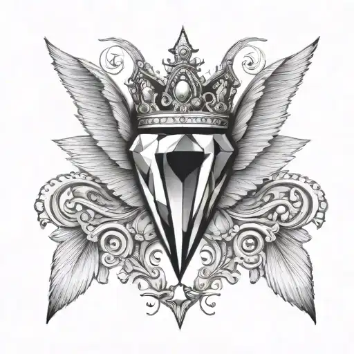 Diamond With Wings And A Crown